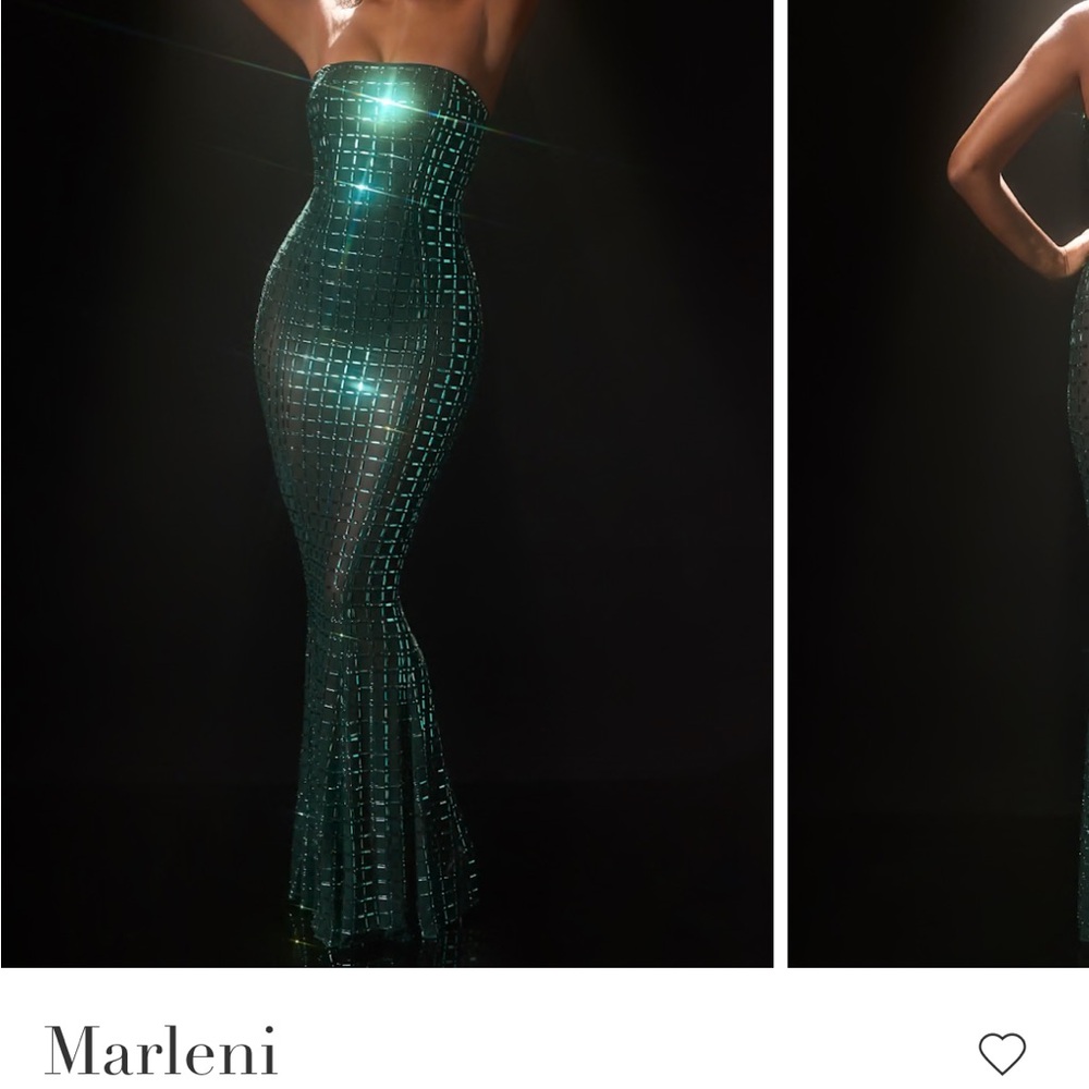 Green Sequin Strapless Gown